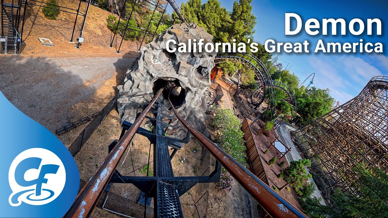 Demon front seat on-ride 4K POV California's Great America