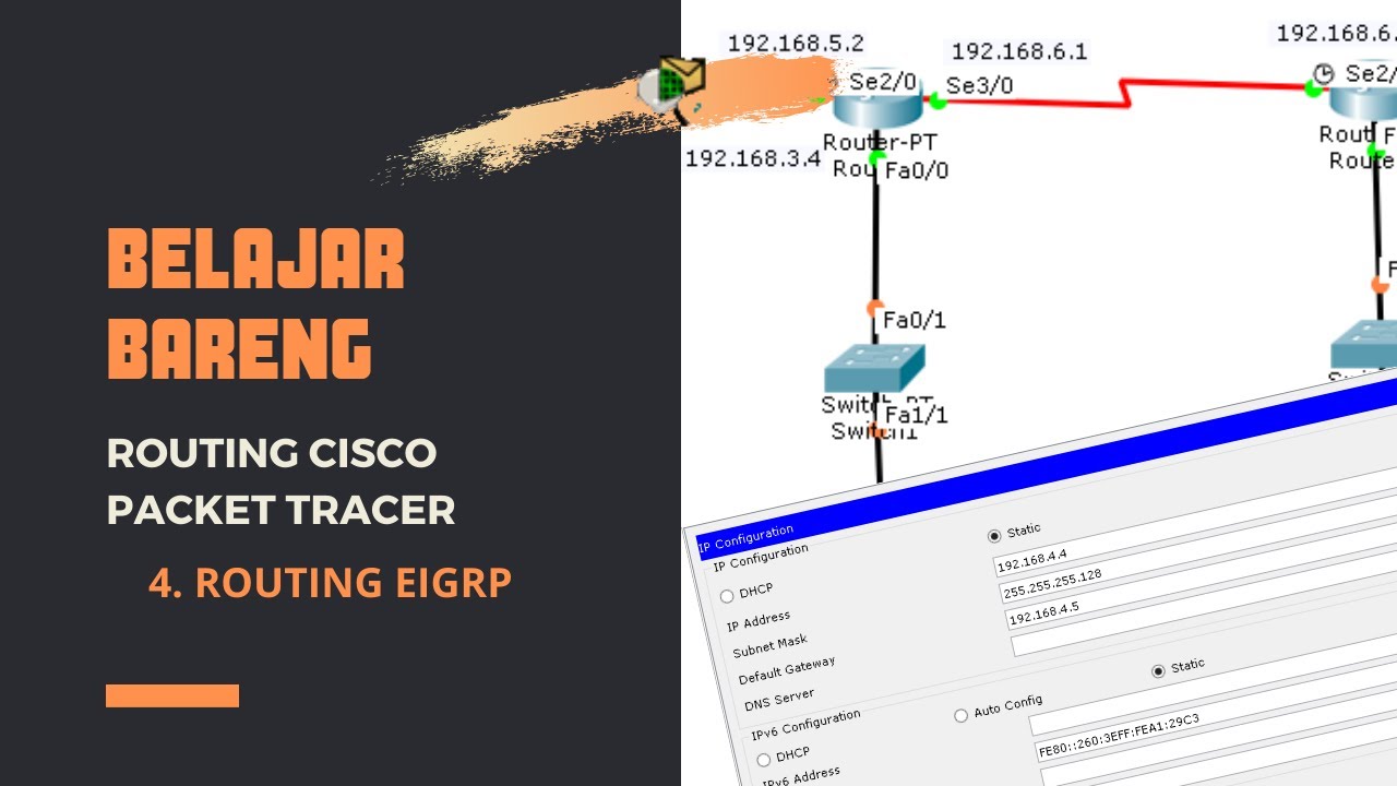 Cara Konfigurasi Routing Interior (EIGRP) Cisco Packet Tracer