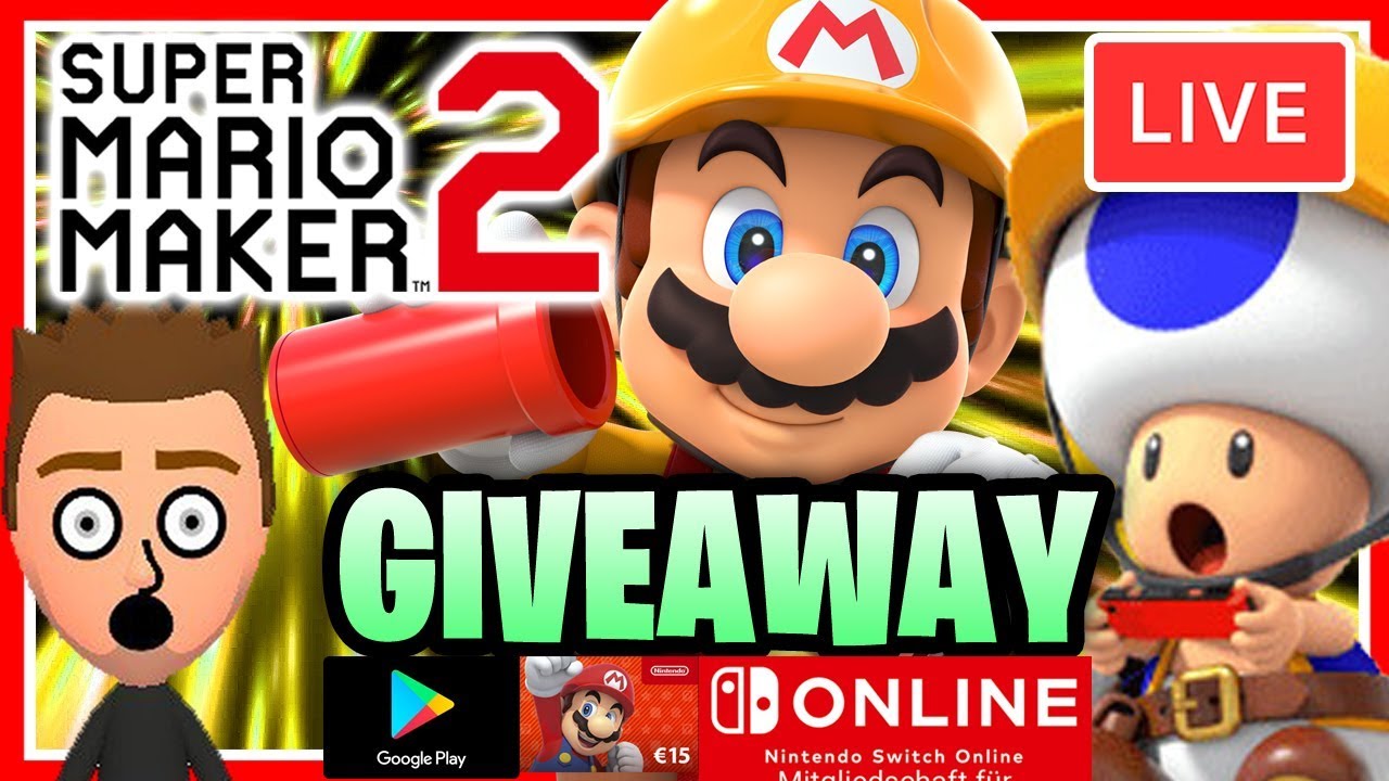 🔴 Giveaway, Gewinnspiel Super Mario Maker 2 Live Gaming Stream 24/7 Nintendo Switch Splatoon 2