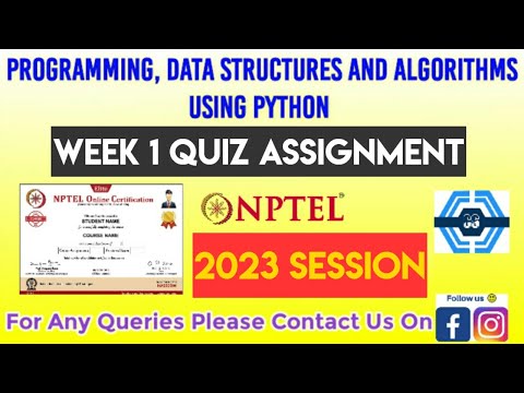 Programming Data Structures And Algorithms Using Python | Week 1 Answers 2023 | NPTEL | SWAYAM