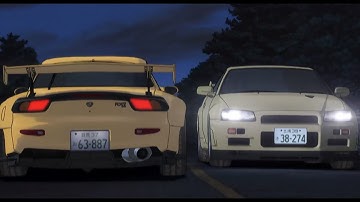 Kozo and Keisuke passes each other at the top - Initial D Fourth Stage