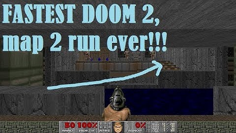 Doom 2: Map 02 Underhalls, WORLD SPEEDRUN RECORD using a DANGEROUS shortcut! 1% health /usually die!