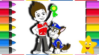 PAW PATROL COLORING PAGES! RYDER AND CHASE 🥇🐶