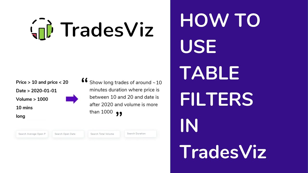 How to use table filters quickly filter trades TradesViz Trading Journal