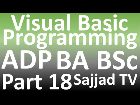 ADP || Associate Degree Program || VB || Visual Basic Programs || BSc BA || Compute Science Part 18