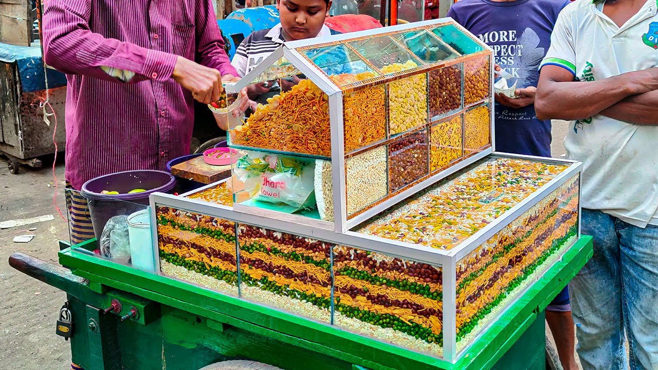 This Man Has Extremely Decorated His Shop! Mix Jhal Muri 12 Baja Chanachur Masala Recipe!  Food Test