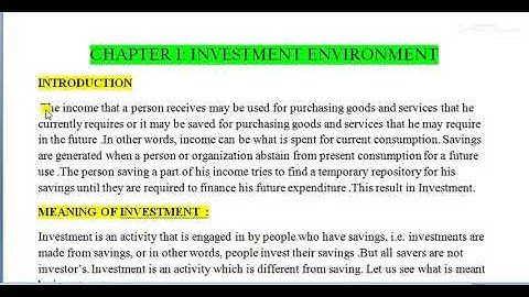 Fundamentals of Investment- Chapter 1 Investment Environment -  Lecture 1