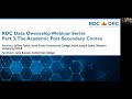RDC Webinar: Data Ownership Series Part 3: The Academic Post-Secondary Context