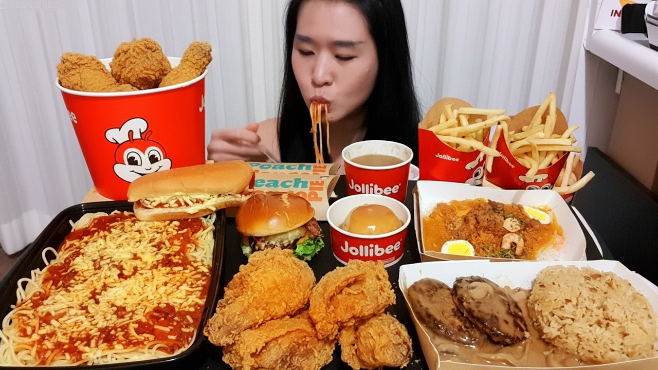 Bingeing on Huge JOLLIBEE Spread! Satisfying Jollibee Mukbang | ASMR Eating Show w/ Minimal Talking