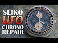 Skills tested patience tried the grueling repair of a 1971 seiko ufo chronograph