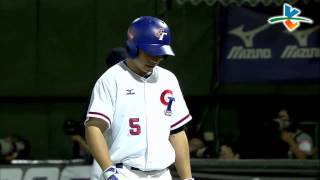 20131110 中日經典棒球賽 日本武士VS中華戰士 5下 陳偉志打得紮實，可惜游擊手梶谷隆幸更勝一籌來了個美技跳接！
