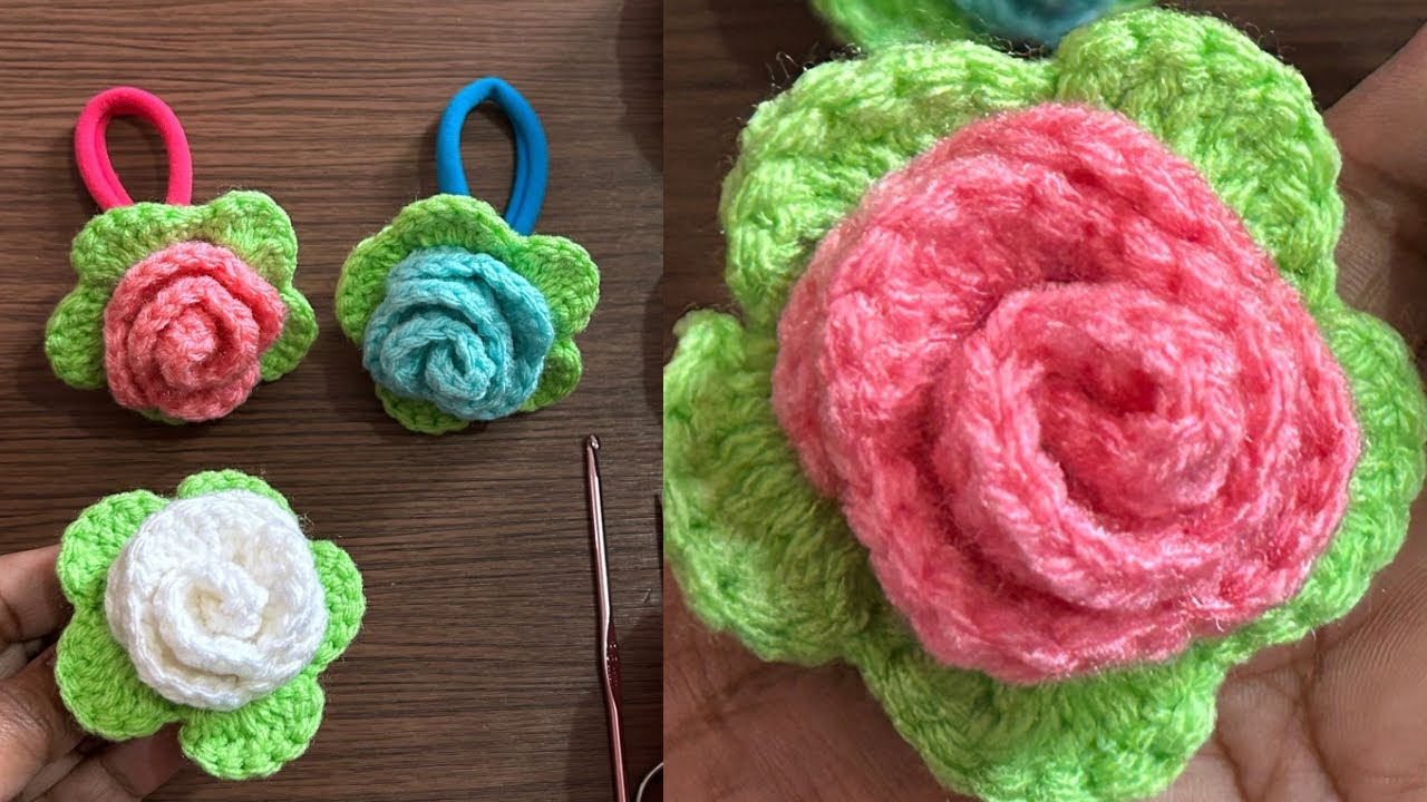 💫Wow Easy👌Crochet Flower Hair Tie🌺Tutorial/ Knitting rose headband/ How to Crochet Hair Accessories