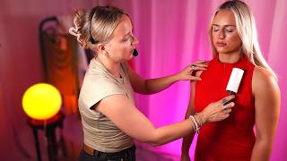 ASMR comfy girl clothes styling for a fashion shoot ✨ lint rolling, hair styling, soft spoken fixing screenshot 1