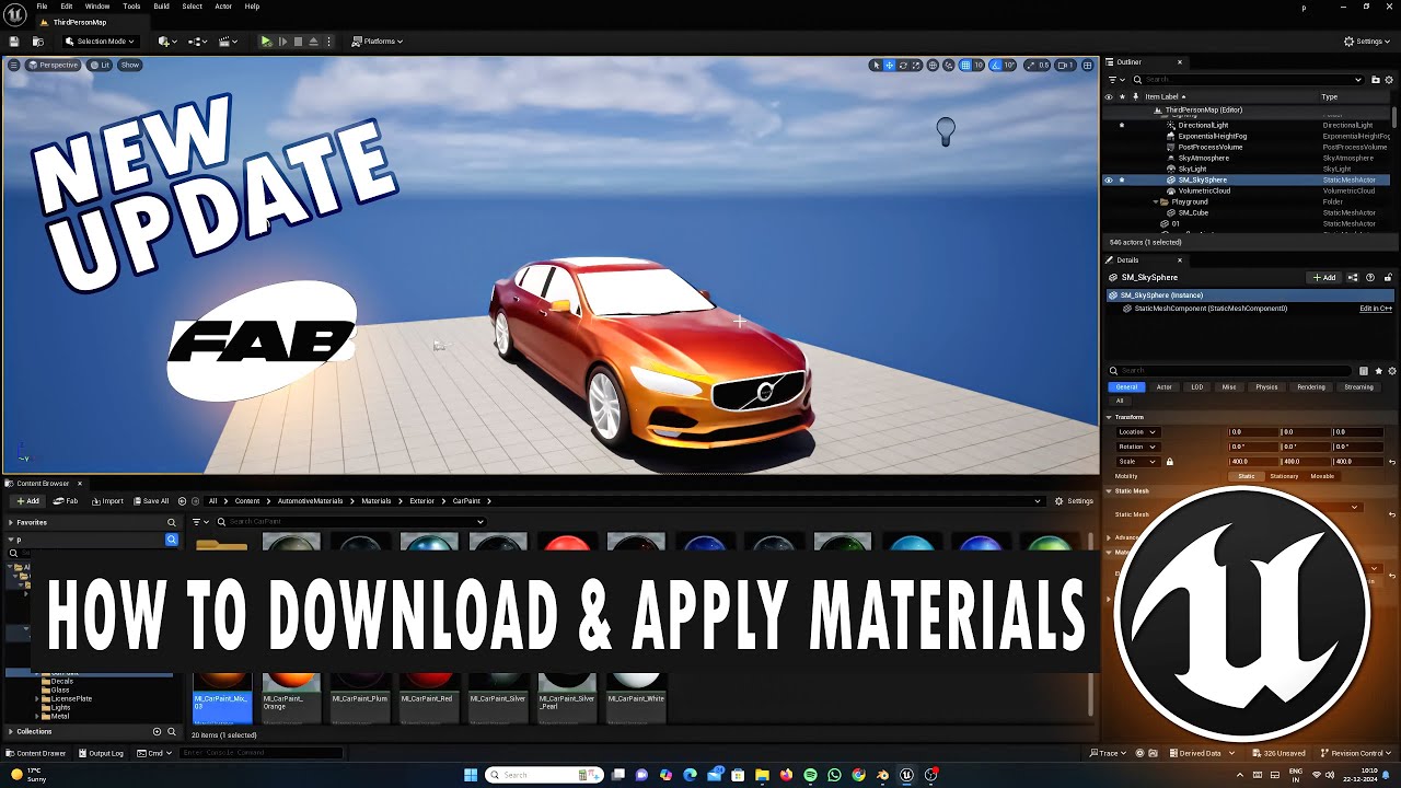 Unreal Engine 5 Fab Update: How to Download & Apply Materials on a Car ...