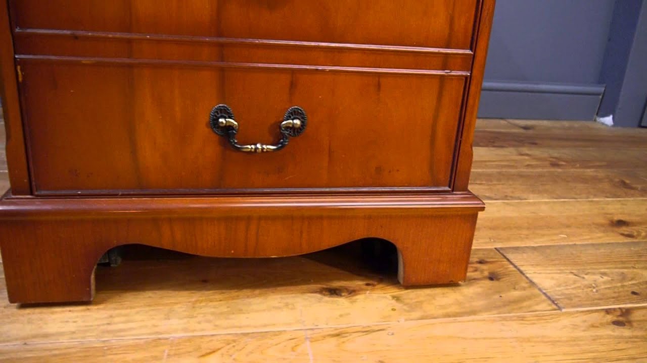 Reproduction Antique Two Drawer Tan Brown Leather Top Wooden Filing