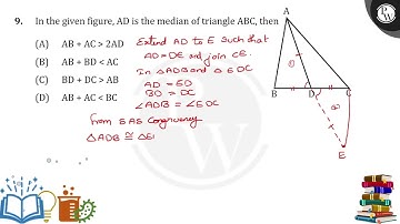 In the given figure, AD is the median of triangle ABC, then  ....