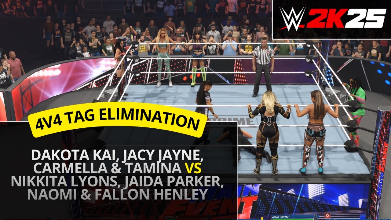 WWE 2K25 – Dakota Kai & Carmella vs Nikkita Lyons & Jaida Parker (4v4 Tag Elimination)