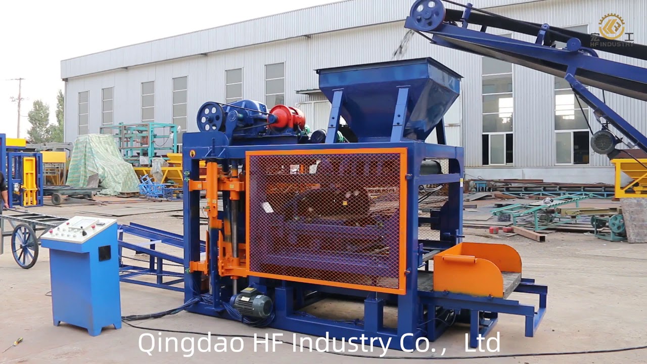 how the QT4-25 block making machine to make bricks - YouTube