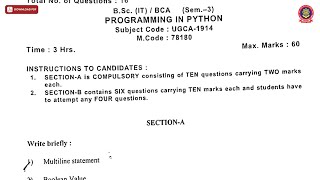 BSC BCA 3RD SEM PROGRAMMING IN PYTHON DEC 2022 | PTU