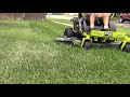 Mowing thicker grass Ryobi electric 54 inch zero turn mower ZT540e