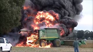 John Deere 9660 STS Combine Fire, SK FARMS SOYBEAN HARVEST PART 2