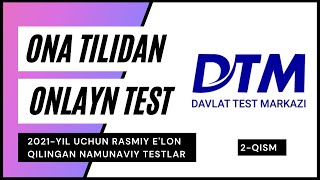 DTM ona tilidan testlar to'plami | 2-qism