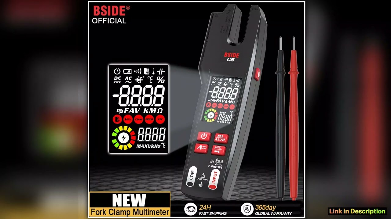 BSIDE U6 Digital Clamp Meter DCAC 600A Professional Ammeter Clamp TRMS Current Open Jaw Electrical