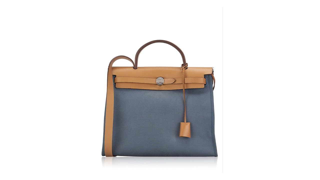Hermes Toile Herbag Zip 31 PM Bleu Tempete