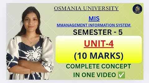 MIS | MANAGEMENT INFORMATION SYSTEM | UNIT-4 FULL EXPLAINATION || SEM-5 OU | ‎⁨@shivanipallela⁩  