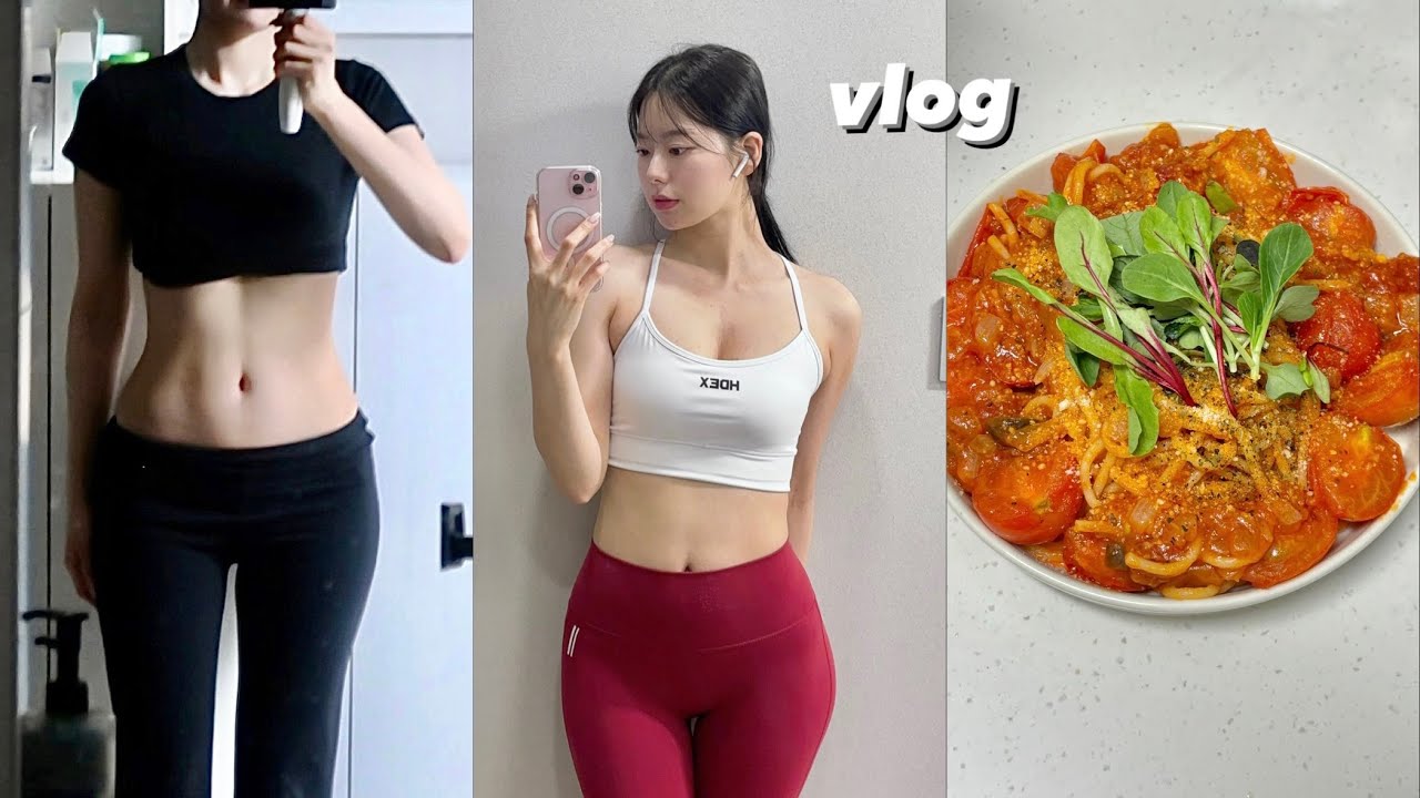 (4k)30대 여자의 운동 브이로그: 6분 안에 뱃살 빠지는 운동 루틴(배속 없는 풀버전), 토마토 파스타 만들어 기