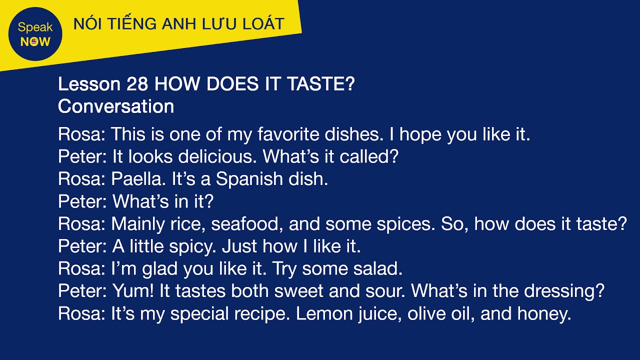 Lesson 28 HOW DOES IT TASTE Conversation YouTube