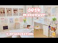 Aesthetic desk makeover   desk organization  stationery finds 