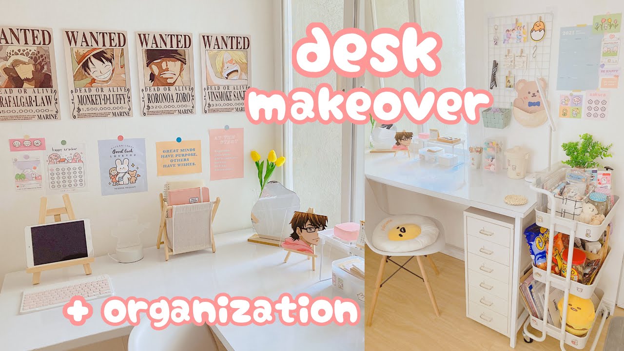 aesthetic desk makeover 🌷 : desk organization + stationery finds !!