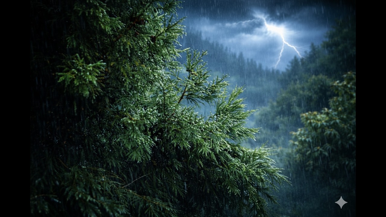 Heavy Rain in Forest with Thunder ⛈🌧 | 5 Hours Rain & Storm Sounds for Sleep