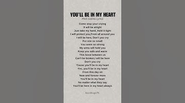 Thumbnail of You'll Be In My Heart By NIKKI (Phill Collins Lyrics) #song #music #lyrics #musiclyrics #spotify