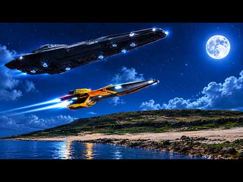 Futuristic Spaceships Flying Over Earth at Night 🚀 | Epic Sci-Fi Scene