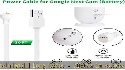 2Pack Power Cable Compatible with Google Nest Cam (Battery), 30Ft/9.1m Weatherproof Outdoor Cable C