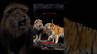 Lion VS Tiger Encounter in The Wild! #tiger #lion #bigcats #bigcat #shorts