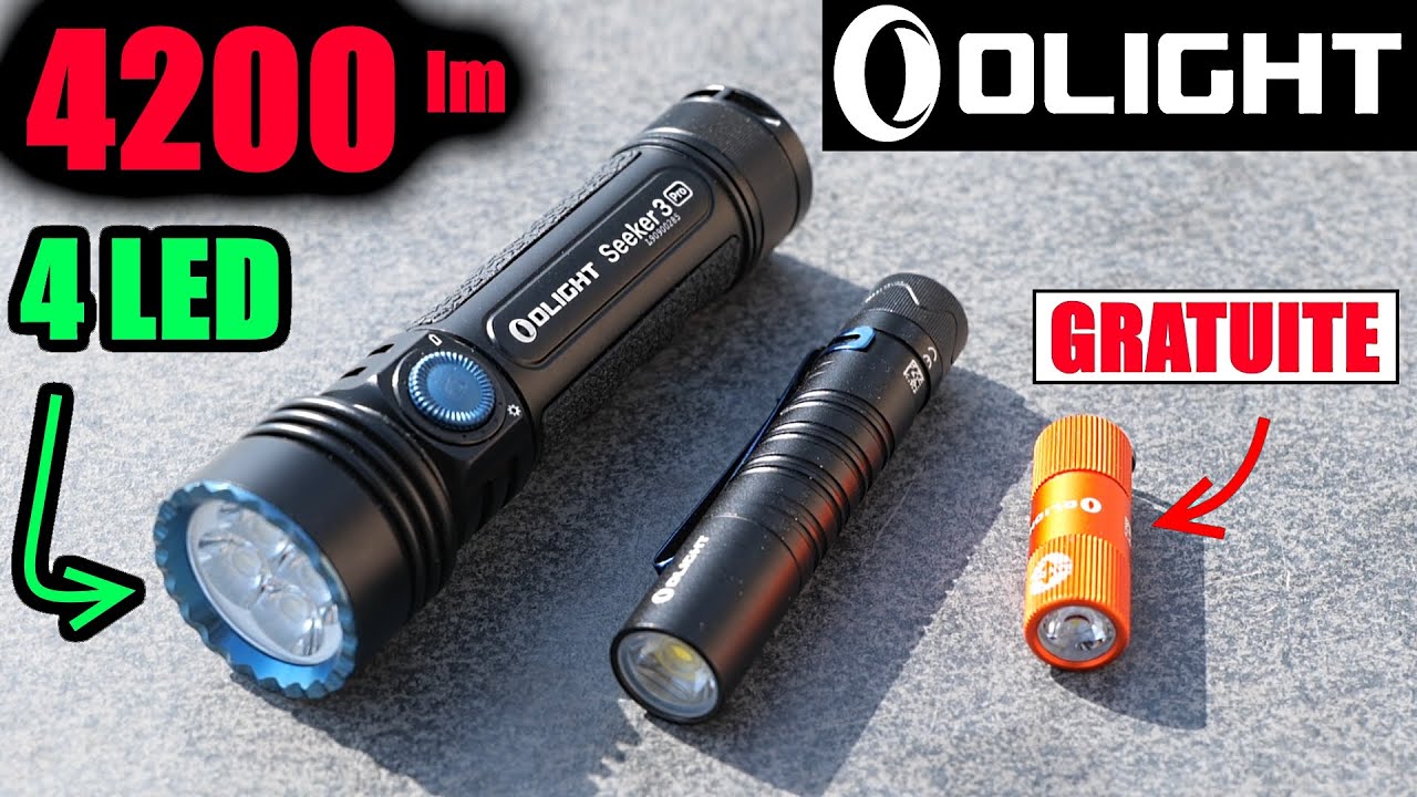 Olight Seeker 3 Pro 4200 lm 4 LED + i5R EOS Noir 350 Lm + i1R 2 EOS  lampes torches puissance