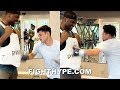 Ryan garcia drills ufcs francis ngannou as hard as he can  gets laugh back in body shot challenge