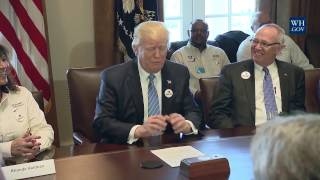 Oh, you’re central casting, look at that. President Trump Leads a Listening Session
