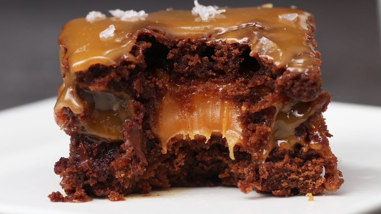 The Best Gooey Salted Caramel Brownies | Tasty