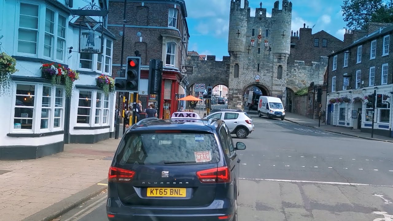 Driving in York. Yorkshire. Founded by the ancient Romans.