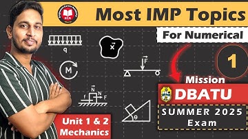 DBATU | Unit-1| Most Important Topics in Engineering Mechanics| Numerical | Summer 2025| Part-1
