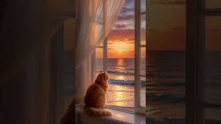 Peaceful Ocean Sunset with a Cat 🌅🐈 | Relaxing Nature #nature #sunset #ocean #sea #cat