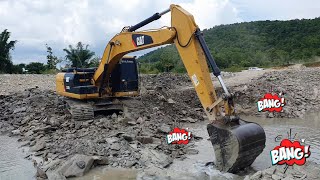 ระเบิดพลังเต็มที่ 🔰🔰🔰 รถแบคโฮ CAT 320D2 TDZ ขุดสระเจอหินล้วนๆ งานนี้ของไม่แรงจริงทำไม่ได้ ⚒️💥🪨
