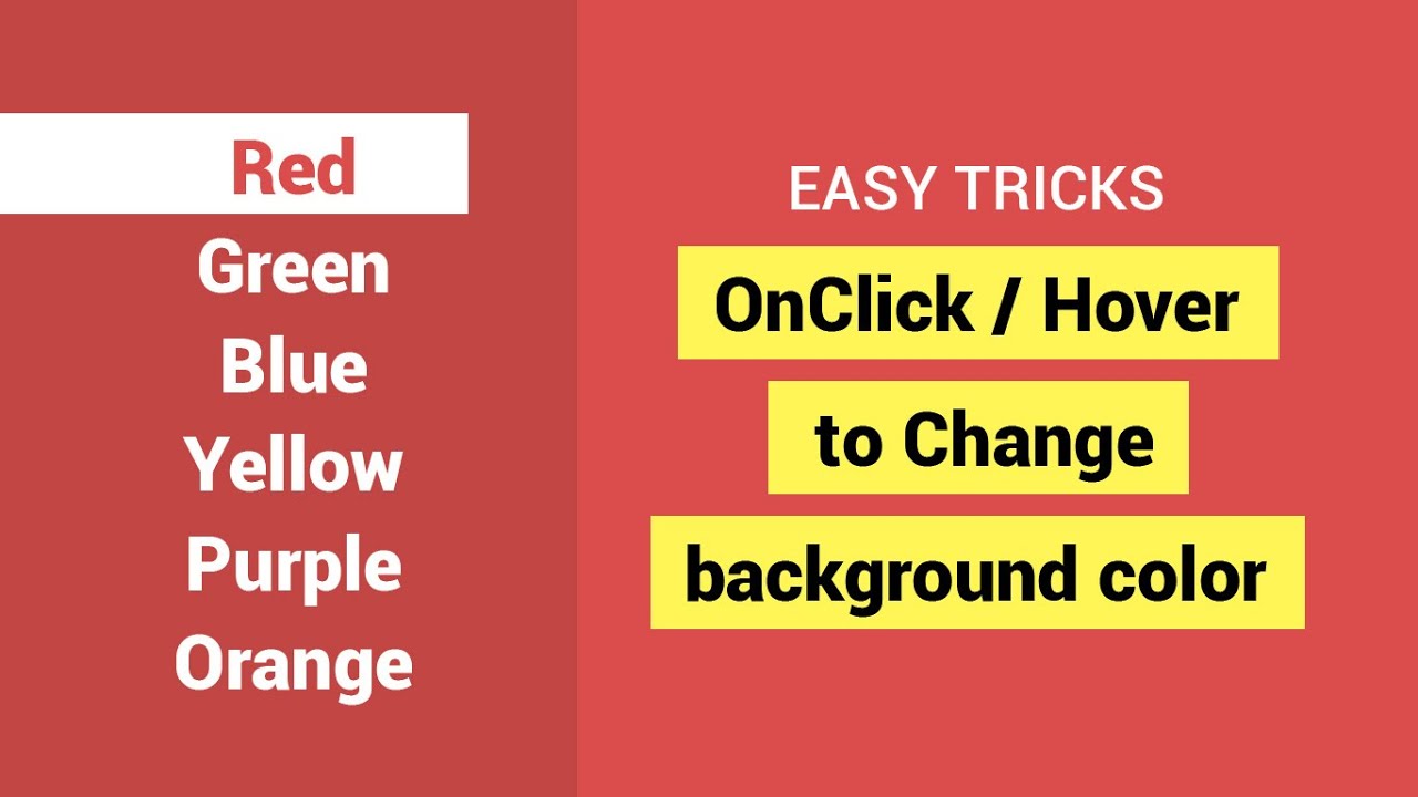 Easy tutorial to change background color onclick or hover method - YouTube