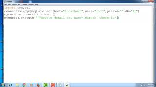 Database connection between Python and MySql using update command