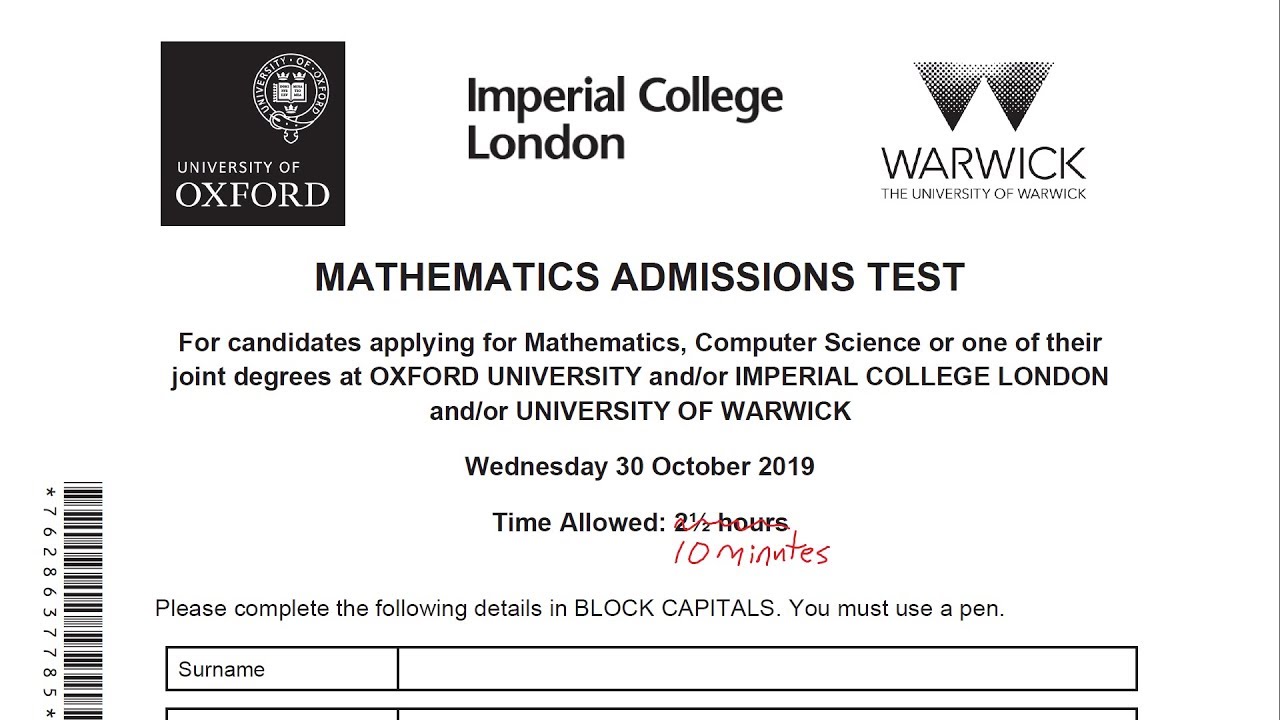 MAT Oxford Maths Admissions Test 2019 In 10 Minutes Or Less YouTube