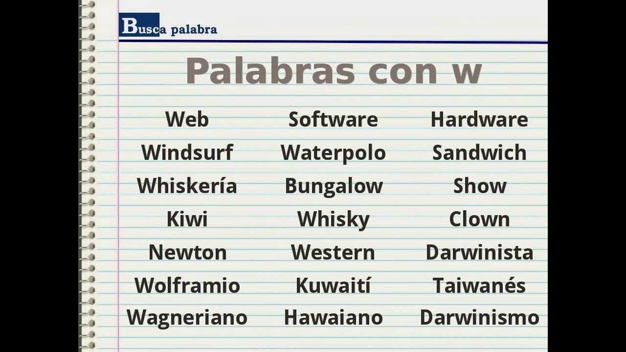 Palabras En Espanol Con La Letra W Para Ninos